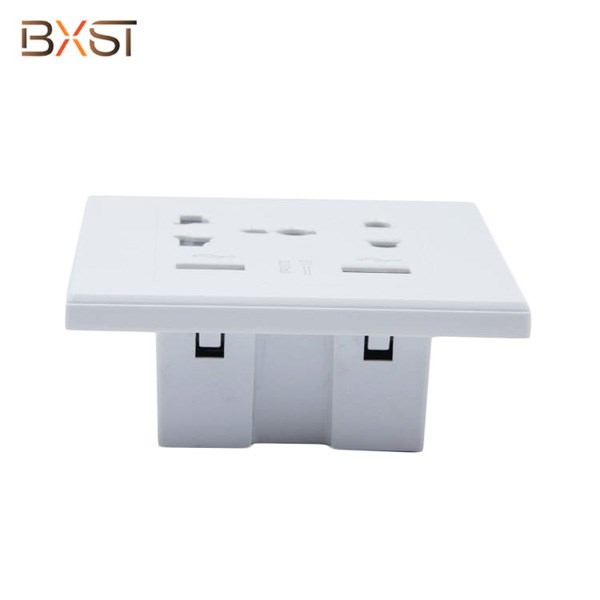 BX-USB005 White Multi-functional Wall Socket with Double USB and Two EU Socket