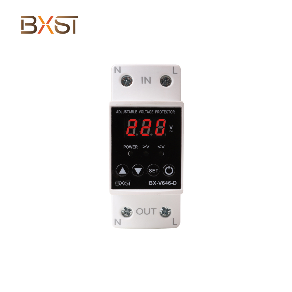 BX-V646-D-63A Din rail  voltage display relay adjustable over under voltage protection device automatic reconnect protector