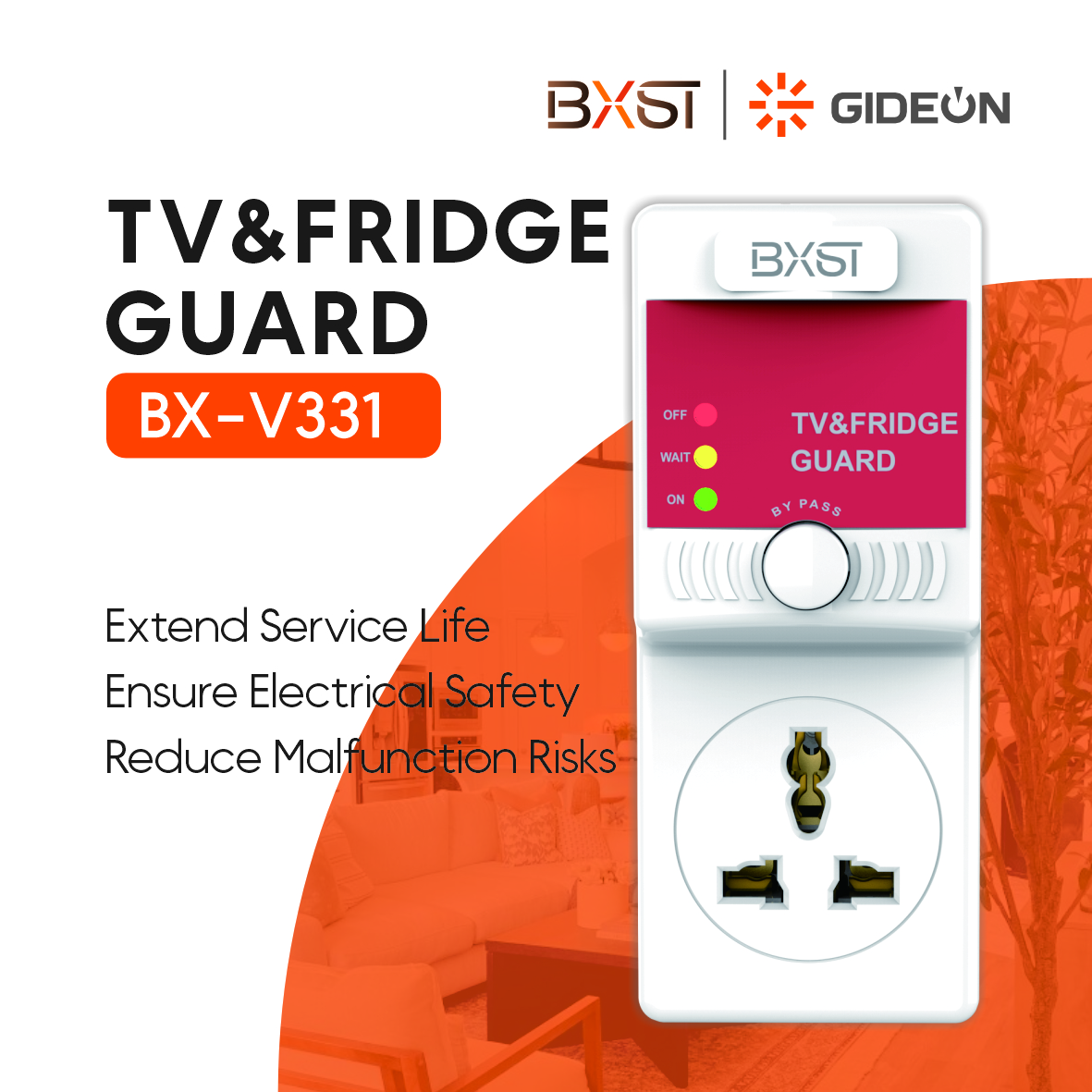 BX-V331 UK Plug Fridge&TV Guardian Voltage Protector for TV Refrigerator